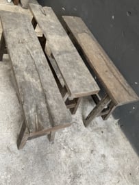 Oud vergrijsd houten bank bankje bankjes 100 cm Salontafel Sidetable landelijk stoer sober oud hout stoer robuust