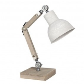 Vintage industriële lamp wandlamp bedlamp bedlampje wandlampje industrieel landelijk grijs bruin tafellamp Burolamp bureaulamp landelijk industrieel hout metaal zink zinken