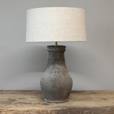 Prachtige kleine grijze stenen Kruiklamp kruik tafellamp landelijk stoer 40 x 20 cm