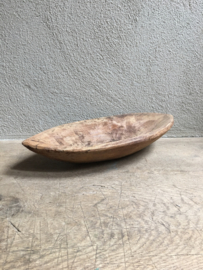 Oud houten schaaltje schuitje schaal bakje bak landelijk zeepbakje vergrijsd