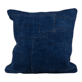 Stoer hemp blauw kussen inclusief vulling landelijk 50 x 50 cm