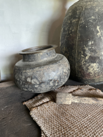 HOFFZ grote oude antieke koperen pot bak ketel bloembak ton landelijk stoer vintage