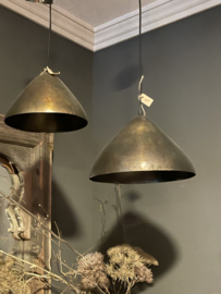Prachtige ronde antiek brons bronzen hanglamp Elimo Large groot doorsnede 40 cm landelijk industrieel urban vintage
