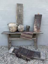Unieke houten naga pot kruik vaas landelijk vintage oud