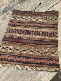 Unieke oude kelim berber kleedje B48 x H57 cm kleed zak tas wanddecoratie bundel buidel HOFFZ landelijk vintage stoer shabby