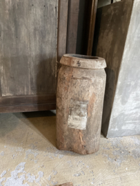 Grote vergrijsd houten vaas pot landelijk stoer