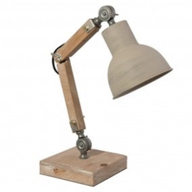 Vintage industriële lamp wandlamp bedlamp bedlampje wandlampje industrieel landelijk grijs bruin tafellamp Burolamp bureaulamp landelijk industrieel hout metaal zink zinken