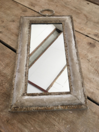 Stoer metalen spiegeltje spiegel 53 x 31 cm landelijk industrieel brocant sober old look oud