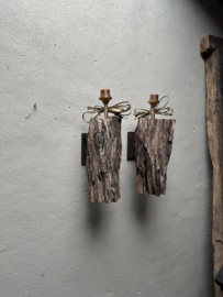 houten wandlamp wandlampje wandlampen wandlampjes stronk landelijk stoer vintage
