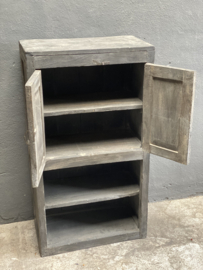 Oud grijs kastje kast keukenkast halkastje schap rek  landelijk stoer 120 x 56 x 30 cm 2 deurs en schappen