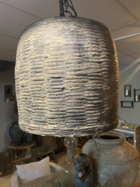 Leemmand hanglamp lamp landelijk vergrijsd rattan