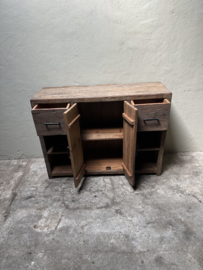 2 deurs kast railway truckwood houten kast  wastafelmeubel badmeubel 120 x H90 x D40 cm planken legplanken industrieel stoer landelijk SEP