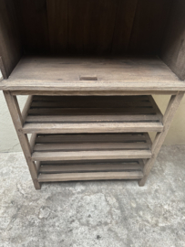 Grote 2 deurs deuren legplanken kast vergrijsd houten kast linnenkast keukenkast servieskast planken legplanken industrieel stoer landelijk 154 x 85 x 38 cm