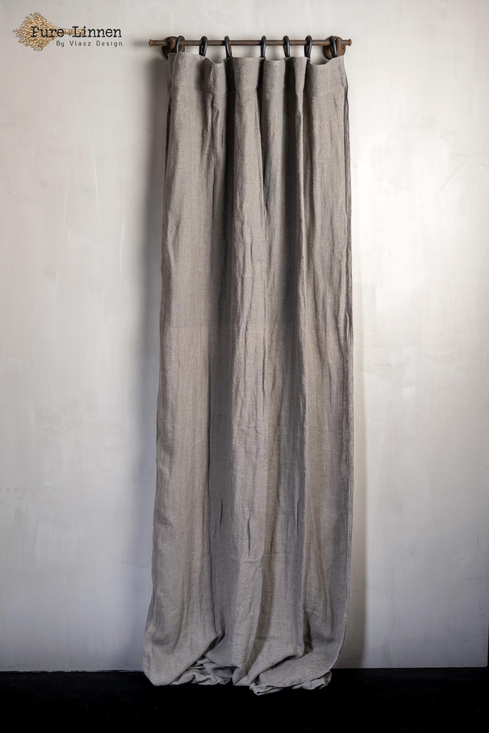 Esther linnen gordijn L200 x H270 cm met 11 lederen lussen gordijnen