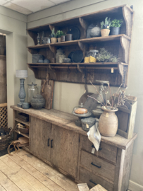 Prachtig massief truckwood railway vergrijsd houten wandrek large cottage keukenrek 180 x 90 x 26 cm landelijk stoer robuust industrieel wandschap SEP