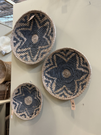 Set van 3 ronde rotan rieten wandborden  Mandela wanddchaal Wandpaneel schaal mendong wall panel wanddecoratie S / M / L 40 / 48 / 60  cm