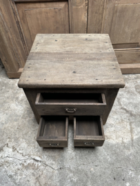 Orgineel klein oud uniek vergrijsd houten ladekastje kastje landelijk stoer