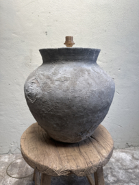 Stoere grote landelijke stenen kruiklamp lamp landelijk grijs beige nr 323