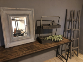 Landelijke etagere tray hout metaal grijs landelijk stoer industrieel dienblad schap rek rekje