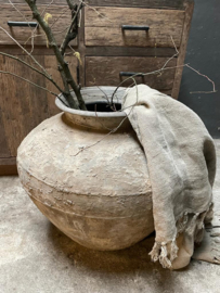Prachtige unieke grote oude stenen kruik pot vaas waterkruik olijfpot landelijk stoer oud/antiek nr 2