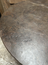 Hele gave Bruine oud metalen ronde tafel bistro eettafel keukentafel rond 90 cm landelijk stoer vintage industrieel