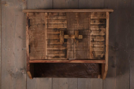 Truckwood oud houten wandkastje 2 deurs landelijk stoer hout 61 x 20 x H51 cm medicijnkastje sleutelkastje