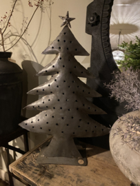 Metalen kerstboom kandelaar theelicht landelijk stoer vintage groot grijs