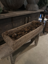Oude grote houten trog bak 78 x 26 x 16 cm schaal landelijk stoer plank hout dienblad