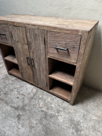 2 deurs kast railway truckwood houten kast  wastafelmeubel badmeubel 120 x H90 x D40 cm planken legplanken industrieel stoer landelijk SEP