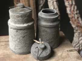 Grijs Stenen pot met deksel kruik landelijk stoer shabby steen