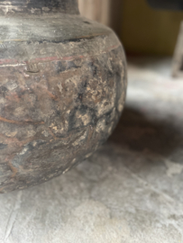 Prachtige grote oude antieke koperen pot kruik vergrijsd doorleefd bloempot vaas Hoffz