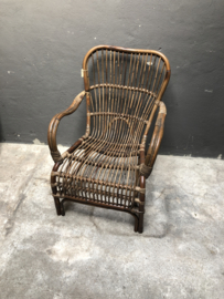 Vintage rotan rieten stoel fauteuil landelijk industrieel stoer jaren '70 retro rieten lounge urban tuinstoel