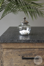 Glaspot glazen pot met vergrijsd houten deksel landelijk snoeppot Arnhem Small klein H16 x 12 cm