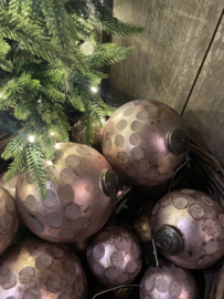 Prachtige rozé champagne polkadots groot kerstbal Ptmd