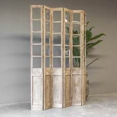 Landelijke houten roomdivider wand wandje met glas glazen ruitjes deur scherm paneel kamerscherm roomdevider natural paneel luiken whitewash glas ramen raampjes scheidingswand harmonica 213 x 159 x 4 cm vergrijsd 6 Luik