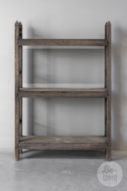 Origineel oud vergrijsd houten kast boekenkast keukenkast opzetkast schap legplanken rek grijs vergrijsd hout industrieel stoer landelijk 120 x 82  cm handdoekenrek Schoenenrek rek schap kastje