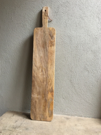 Stoere lange smalle landelijke oude houten hapjesplank 100 cm 1 m stokbroodplank broodplank snijplank landelijk stoer robuust oud hout kaasplank tapas