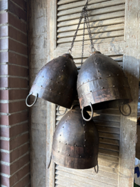 Oude metalen ketel omgebouwd tot Lampekap lamp industrieel vintage landelijk bruin