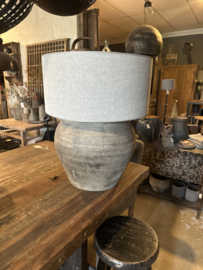 Stoere grote landelijke stenen kruiklamp lamp landelijk grijs beige