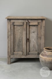 Oud vergrijsd houten kastje wastafel meubel dressoir landelijk stoer H76 X 59 x 35 cm
