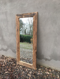 Stoere grove robuust houten railway truckwood sloophouten spiegel landelijk stoer oud hout 180 x 80 cm