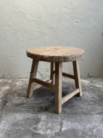 Houten Bijzettafel tafeltje stoer landelijk rond hout grof