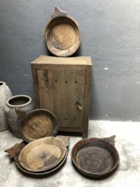 Grote oud houten schalen met handvat punt schaal bak landelijk stoer hout