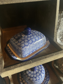 Bunzlau Castle Butter Dish with plate - Lace - boter boterkuip boterbord botervloot