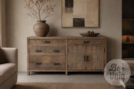 Prachtig groot stoer grof truckwood railway houten kast ladekast Dressoir 175 x 45 x H90 cm tv kast televisiemeubel landelijk robuust industrieel SEP