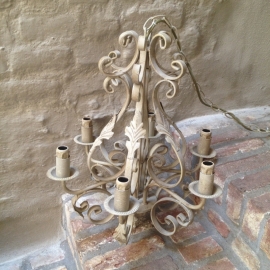 smeedijzeren kroonluchter hanglamp landelijk lamp taupe beige grijs