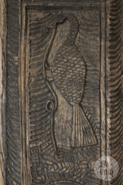 Smal lang oud houten paneel wandpaneel ornament plank houtsnijwerk vintage landelijk uniek 116 x 29 x 5 cm
