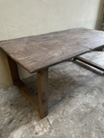 Hele stoere oude grof grove vergrijsd houten tafel 188 x 95 x H78 cm eettafel bureau euro werktafel werkbank van oude deur keukentafel landelijk stoer vintage urban industrieel