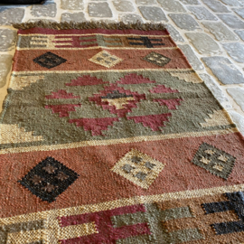 Kelim kleed kleedje nr 103 94x59cm vintage boho  loper landelijk stoer sober