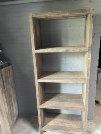 Stoere vergrijsd houten kast Railway truckwood boekenkast legkast linnenkast badkamerkast keukenkast servies rek schap vakkenkast Roomdivider 200 x 80 x 40 cm SEP
